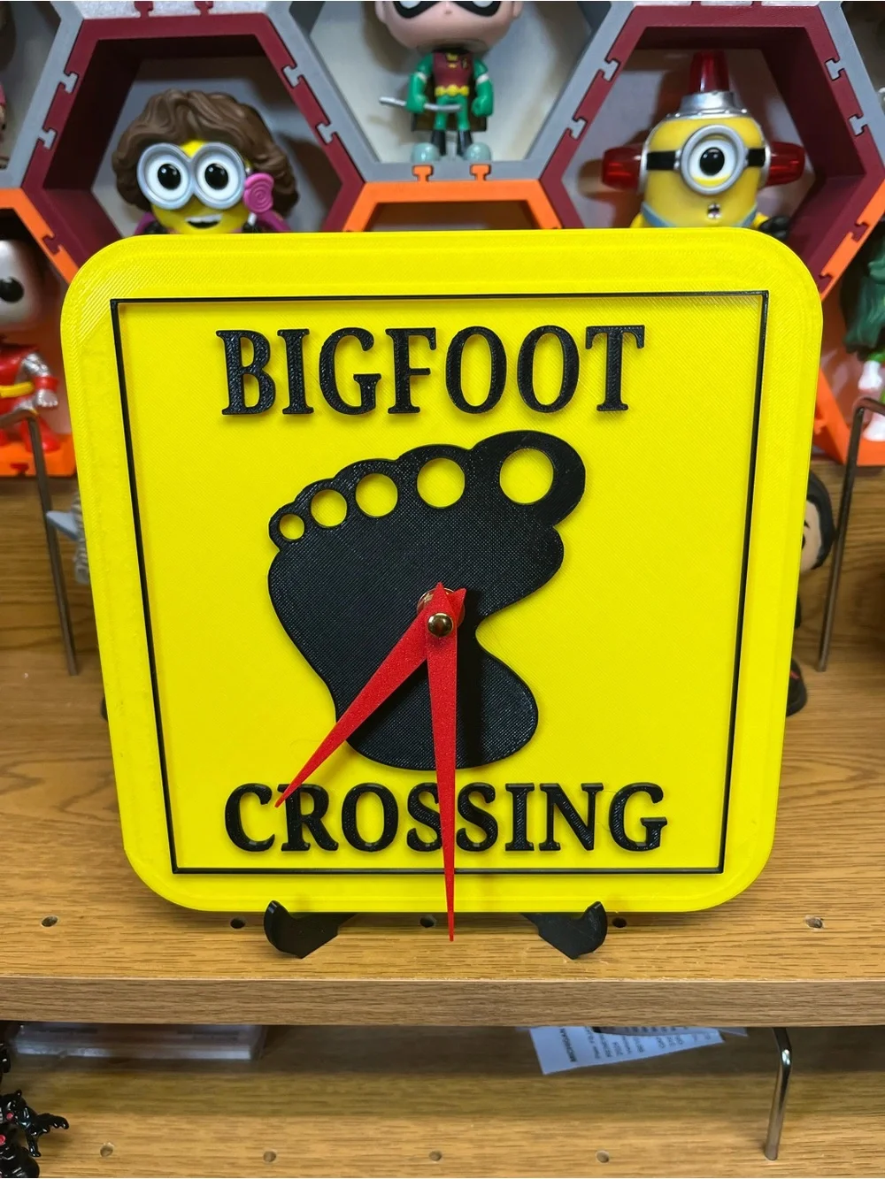 Bigfoot Crossing Yellow Decorative Sign Clock